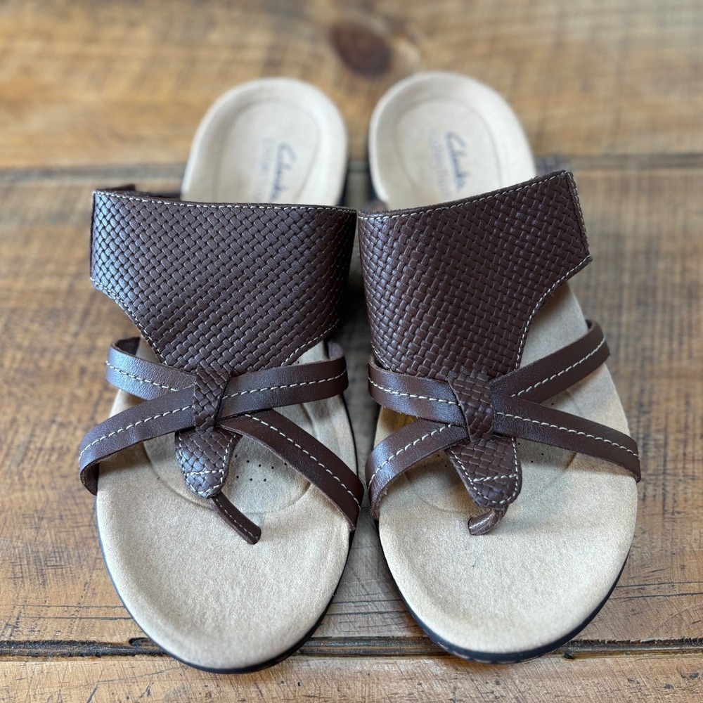 Clarks Womens Laurieann Edge Summer Sandals Brown Velcro Closure Size 6.5 - Picture 2 of 11